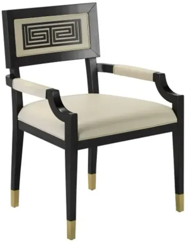 Artemis Leather Armchair - Milk/Black - Currey & Company