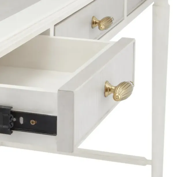 Aster 3-Drawer Desk, Off White/Fog