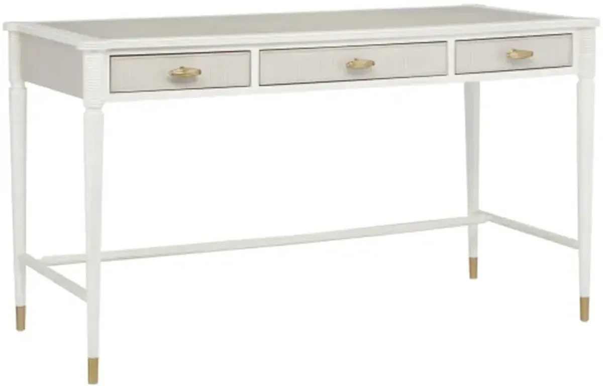 Aster 3-Drawer Desk, Off White/Fog
