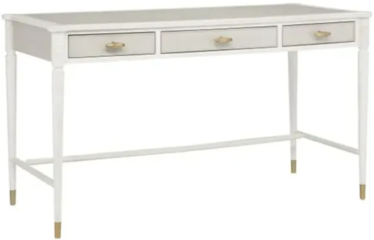 Aster 3-Drawer Desk - Off White/Fog - Currey & Company