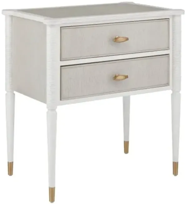 Aster 2-Drawer Nightstand - Off White/Fog - Currey & Company