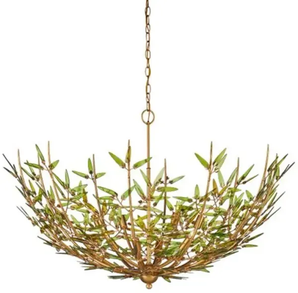 Babylon Glass Chandelier - Green/Gold - Currey & Company