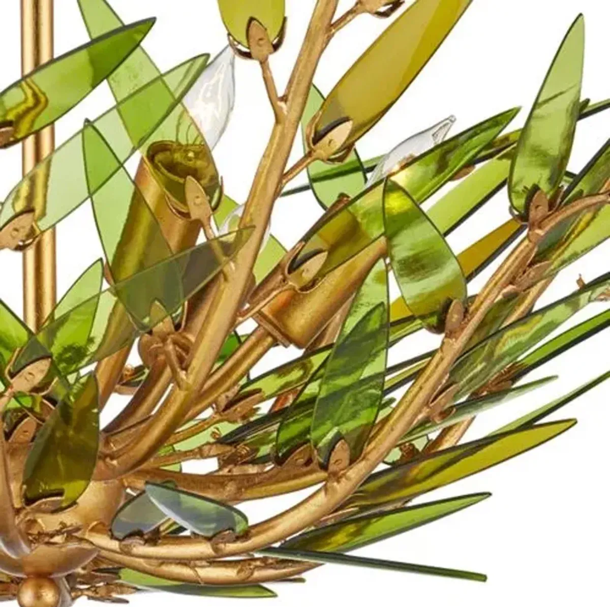 Babylon Glass Pendant - Green/Gold - Currey & Company