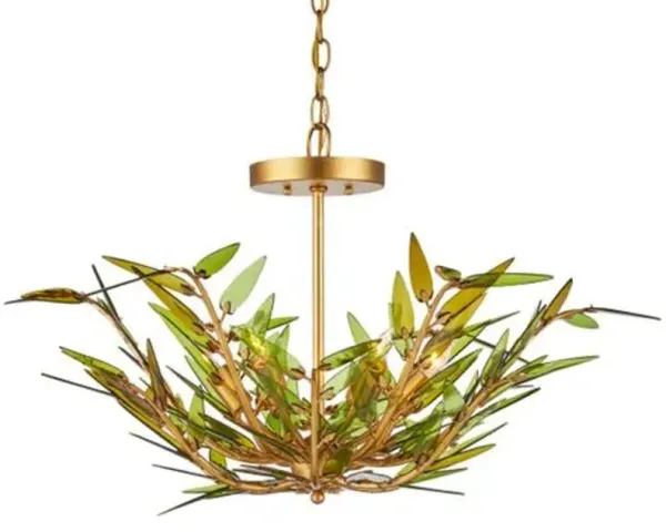 Babylon Glass Pendant - Green/Gold - Currey & Company