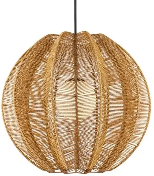 Barbary Fluted Outdoor Wicker Pendant - Natural - Currey & Company