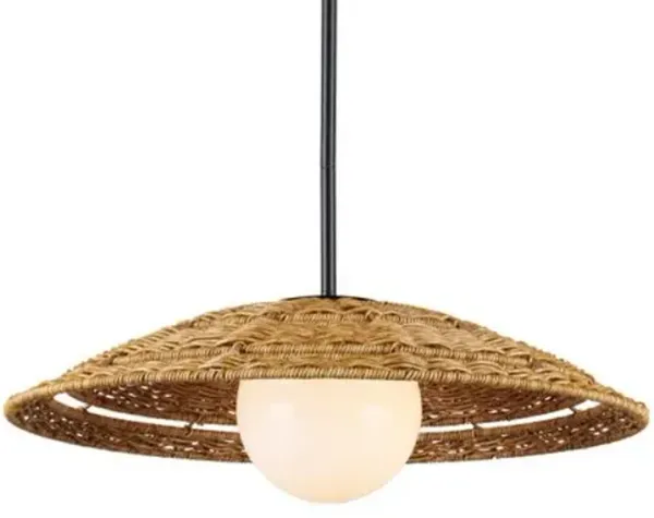 Barbary Outdoor Wicker Pendant - Natural - Currey & Company
