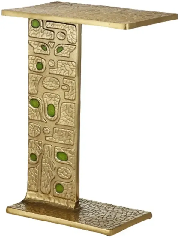 Beau Monde Aluminum C Table, Gold/Green