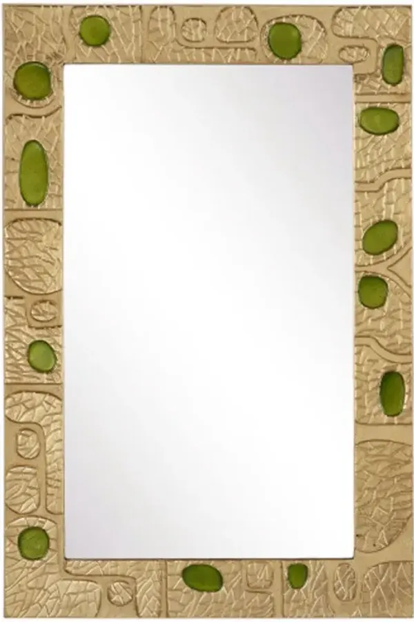 Beau Monde Aluminum Wall Mirror, Gold/Green