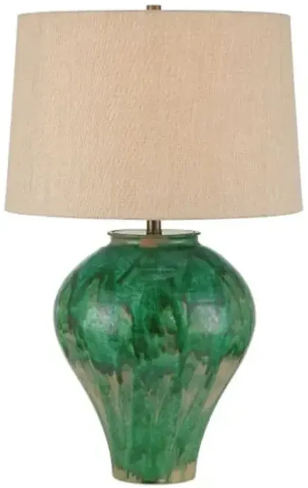 Blarney Porcelain Table Lamp - Green - Currey & Company