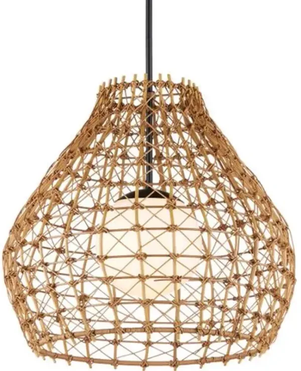 Bly Outdoor Wicker Pendant - Natural - Currey & Company - Handcrafted