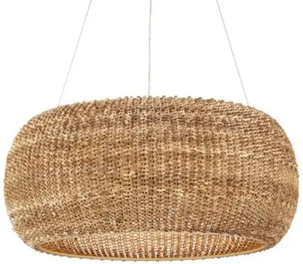 Boucle Rattan Chandelier - Natural/Beige - Currey & Company - Brown