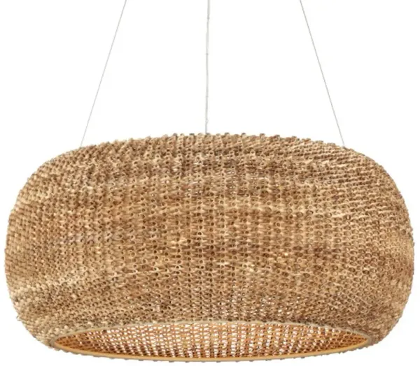 Boucle Rattan Chandelier - Natural/Beige - Currey & Company - Brown