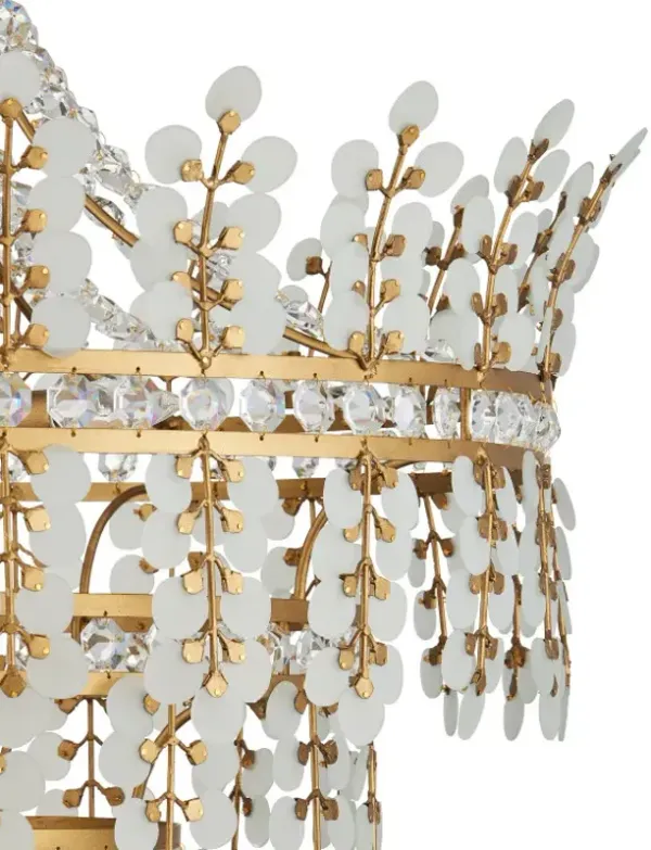 Bradshaw Crystal Chandelier - White/Brass - Currey & Company - Gold