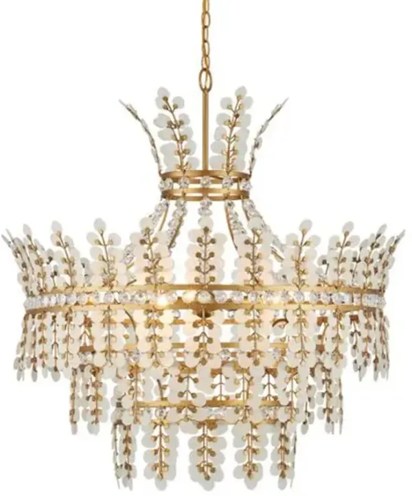 Bradshaw Crystal Chandelier - White/Brass - Currey & Company - Gold