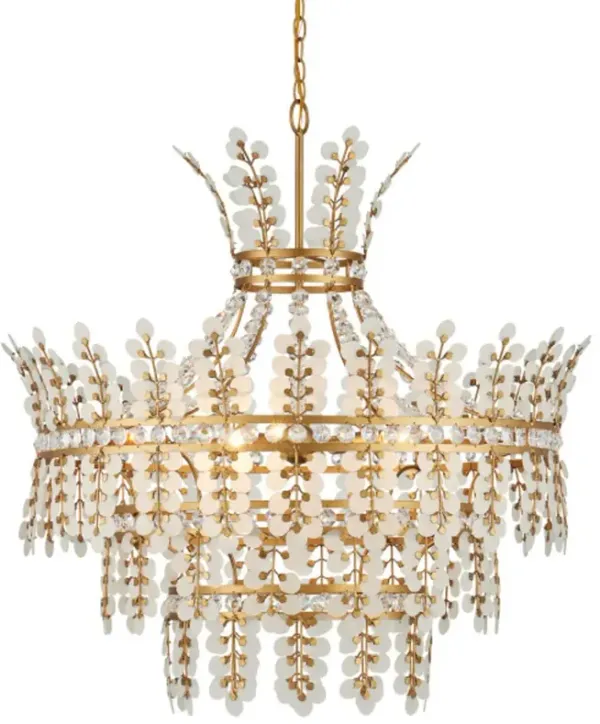 Bradshaw Crystal Chandelier - White/Brass - Currey & Company - Gold