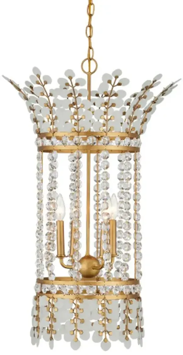 Bradshaw Crystal Lantern - White Brass - Currey & Company - Gold