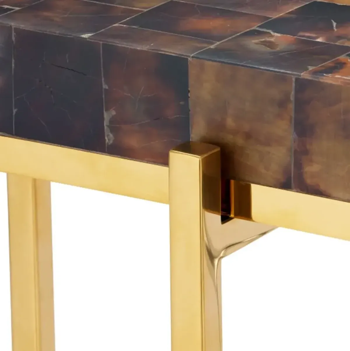 Casey Pen Shell Accent Table, Brown/Brass