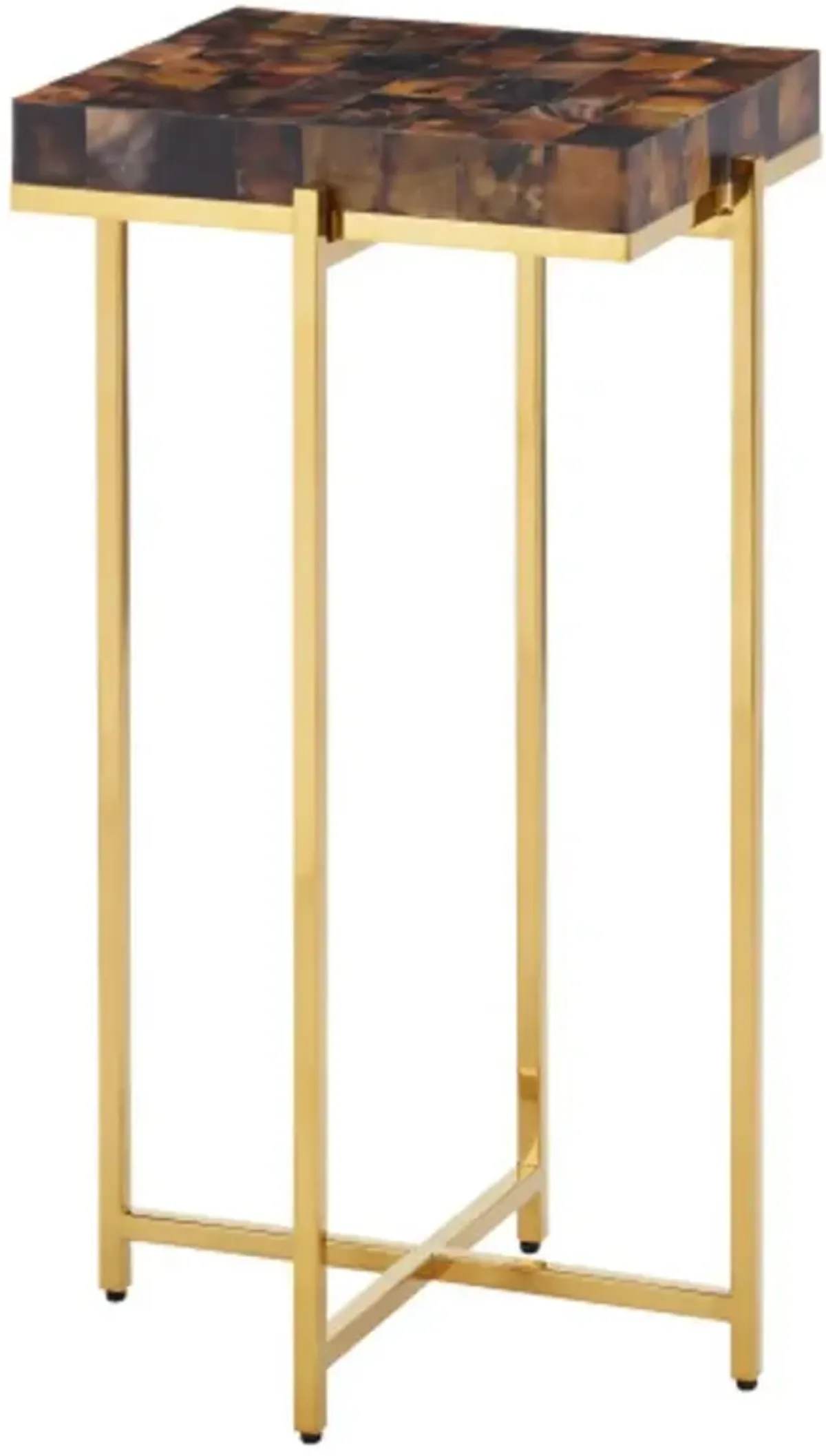 Casey Pen Shell Accent Table, Brown/Brass