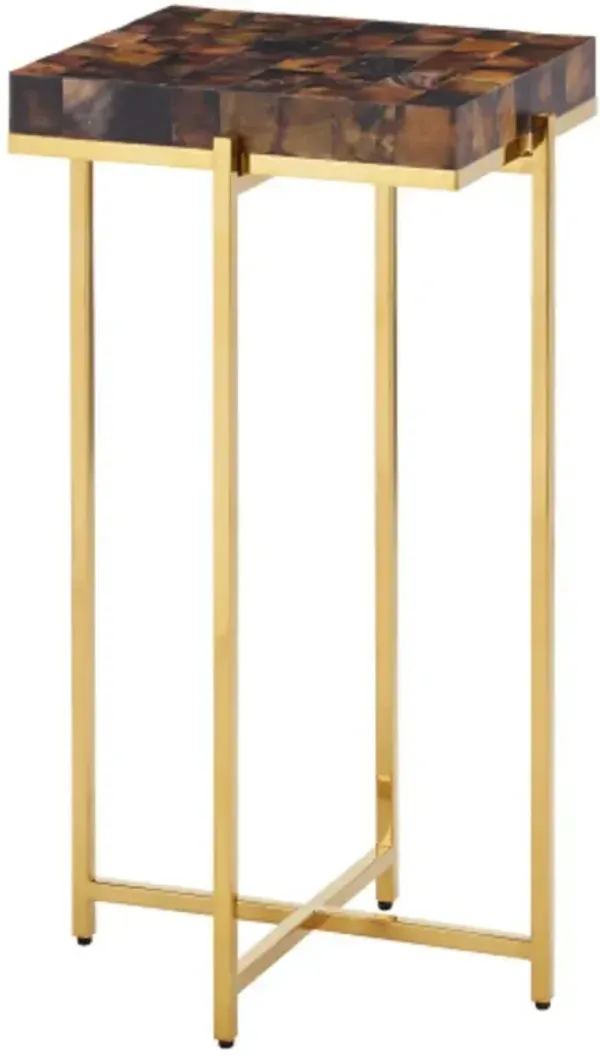 Casey Pen Shell Accent Table, Brown/Brass