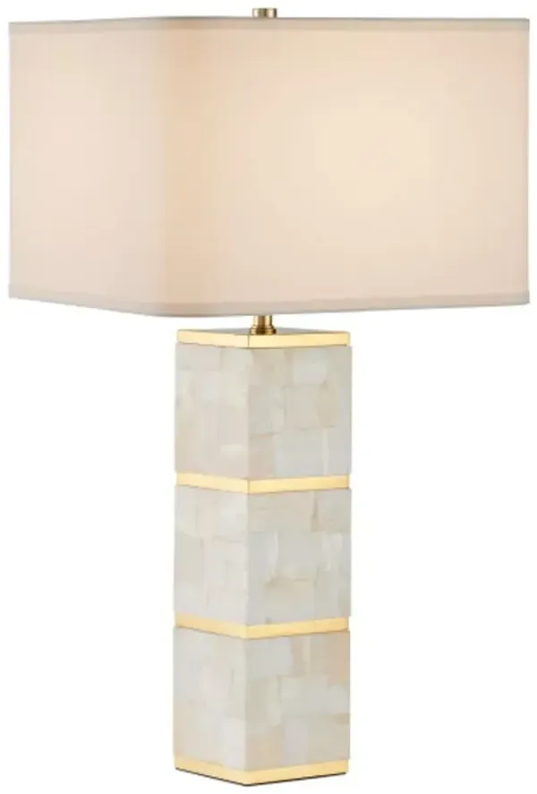 Casey Mother of Pearl Table Lamp - White/Brass - Currey & Company - Natural