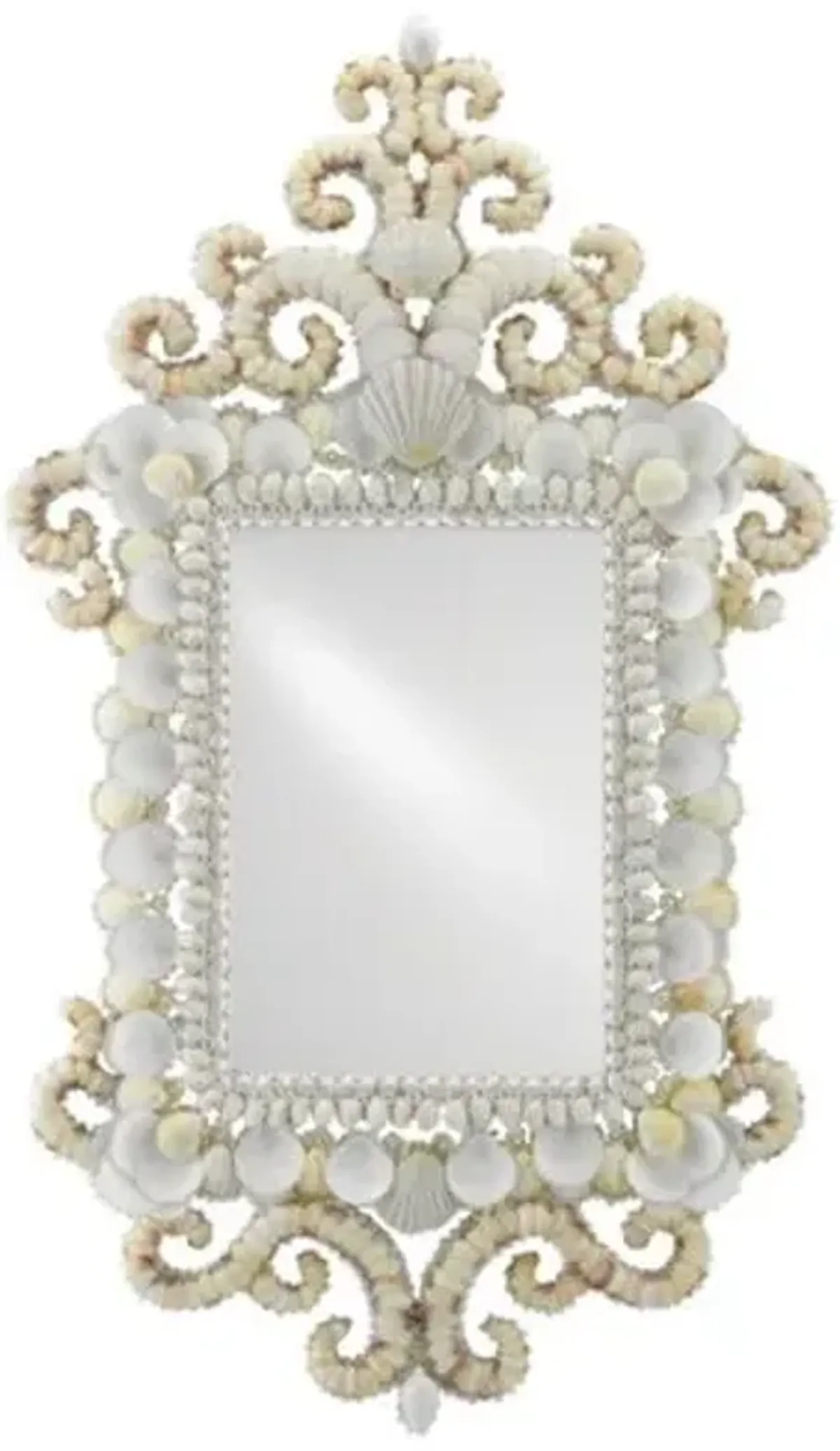 Cecilia Rectangular Shell Wall Mirror - White/Natural - Currey & Company