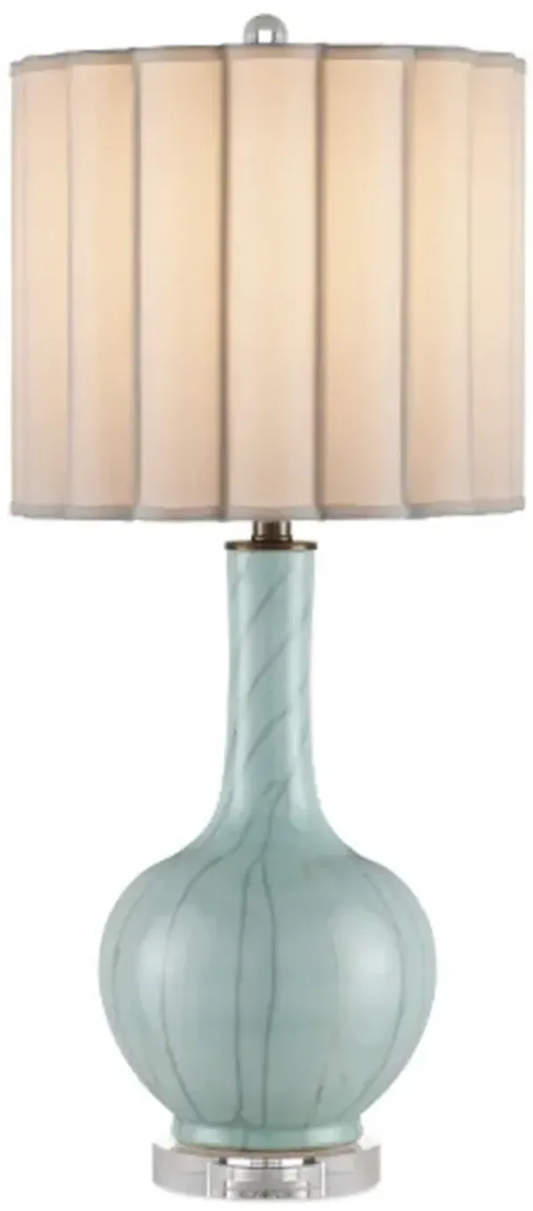 Celadon Crackle Table Lamp - Blue - Currey & Company - Green