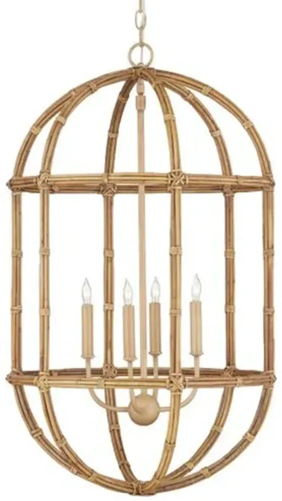 Charrette Rattan Lantern - Natural/Saddle Tan - Currey & Company - Brown