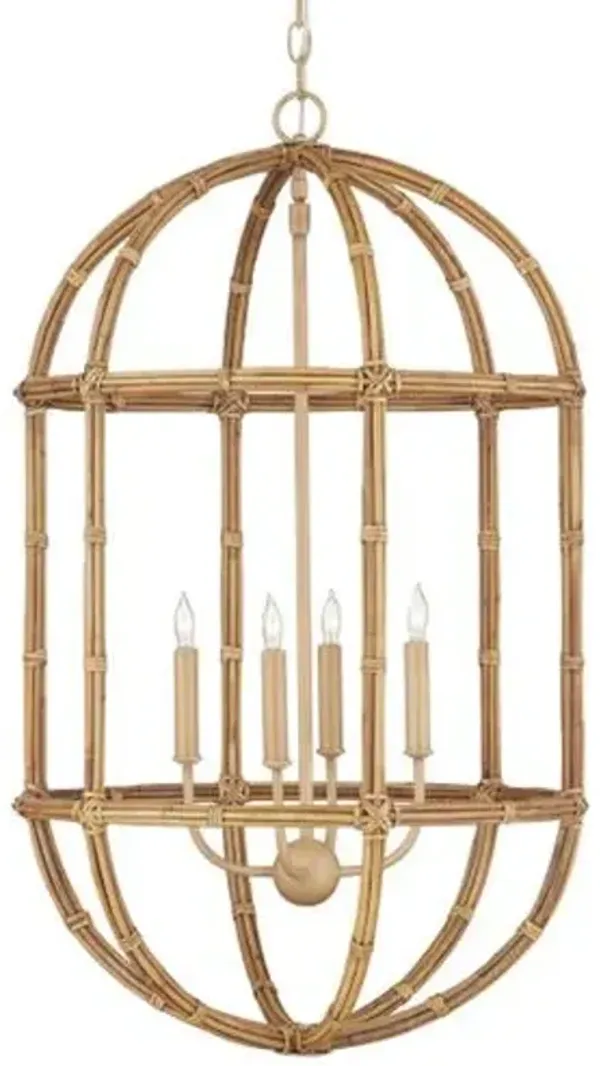 Charrette Rattan Lantern - Natural/Saddle Tan - Currey & Company - Brown