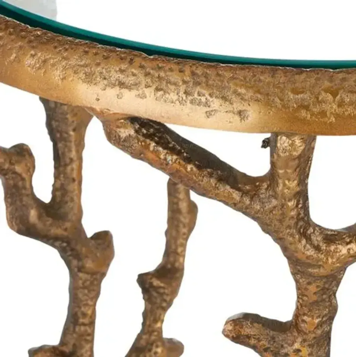 Coral Aluminum Accent Table - Antique Brass - Currey & Company - Gold - 21Hx14Wx14D in