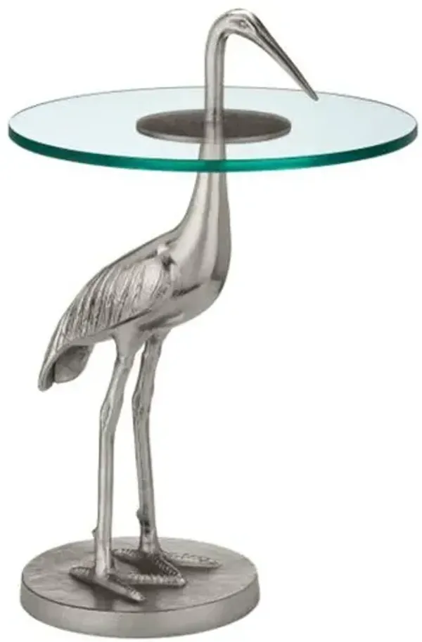 Crane Aluminum Accent Table - Currey & Company - Silver - 25Hx16Wx16D in