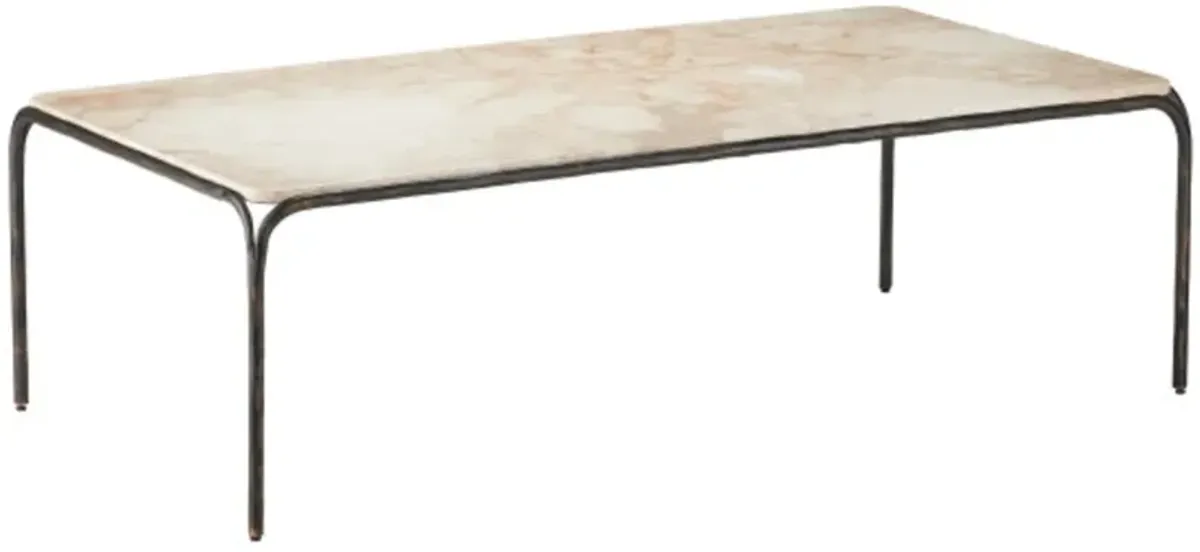 Crema Marble Cocktail Table, Natural/Bronze