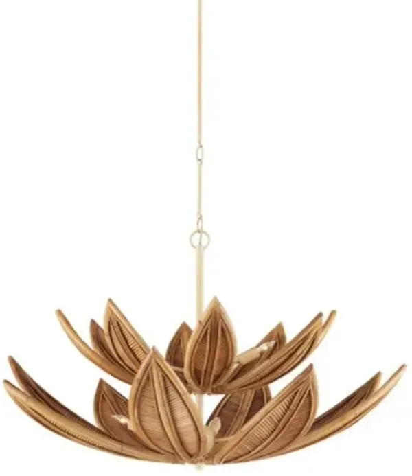 Cubana Rattan Chandelier - Natural/Coco Cream - Currey & Company