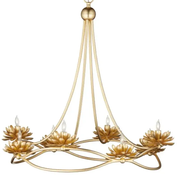 Cyrene Iron Lotus Chandelier - Gold Leaf - Currey & Company
