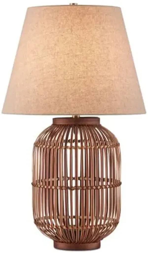 Cyrus Bamboo Table Lamp - Natural - Currey & Company - Brown