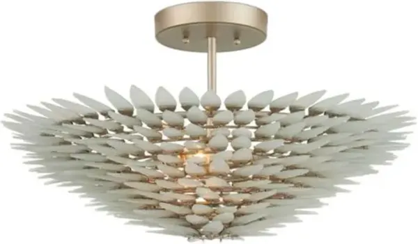 Dahlia Glass Semi Flush Mount - Frosted Contemporary Silver - Currey & Company