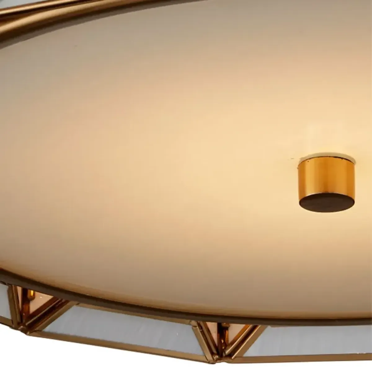 Daze Hand Painted Glass Flush Mount - Antique Brass White - Currey & Company