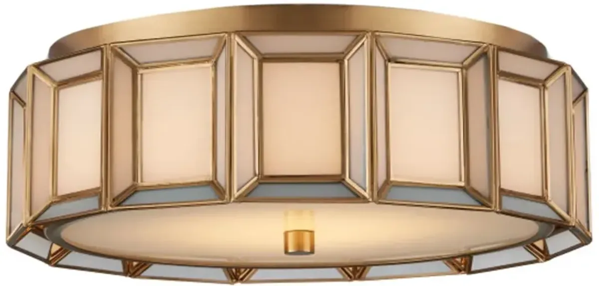 Daze Hand Painted Glass Flush Mount - Antique Brass White - Currey & Company