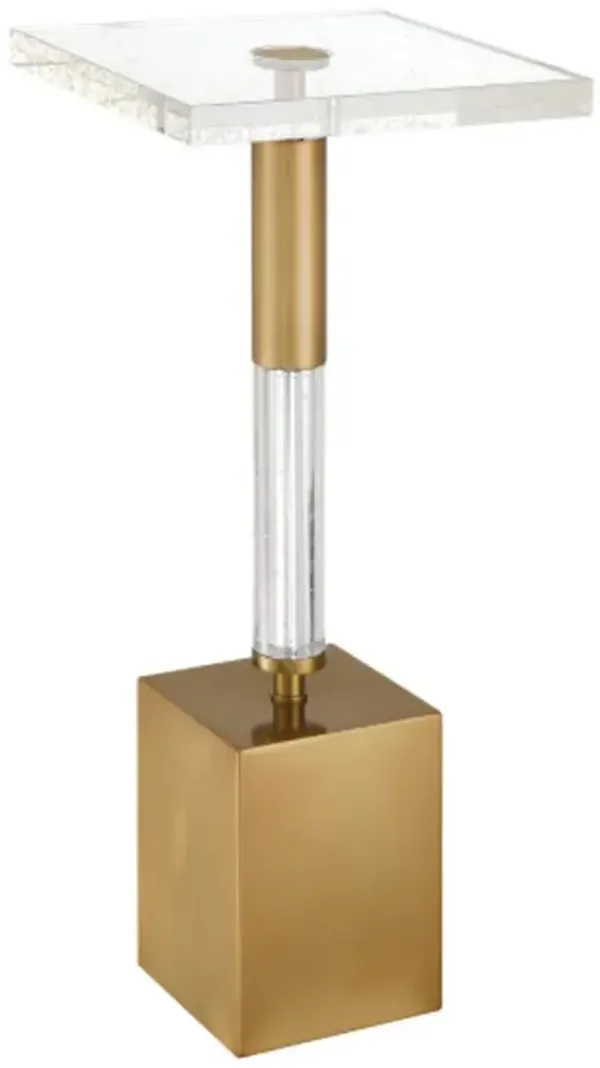 Desiree Crystal Drinks Table, Clear/Antique Brass