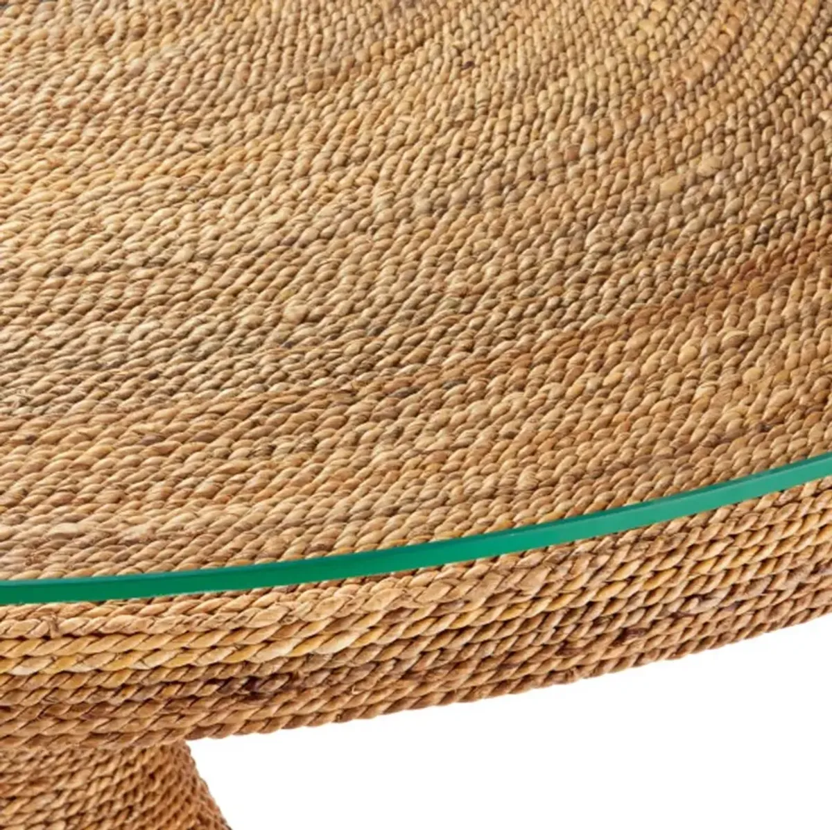 Dominica Rope 38" Round Entry Table, Natural/Clear