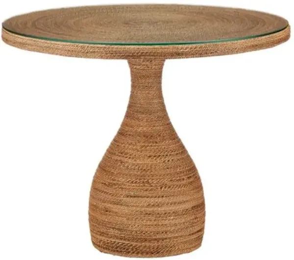 Dominica Rope 38" Round Entry Table - Natural/Clear - Currey & Company