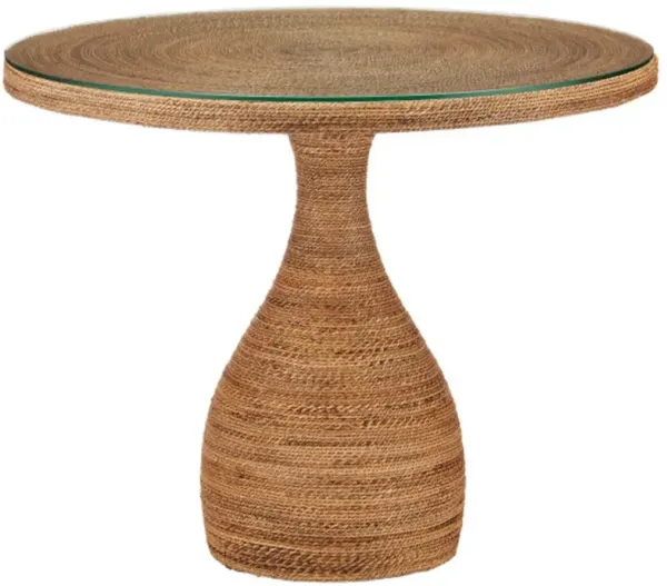 Dominica Rope 38" Round Entry Table, Natural/Clear
