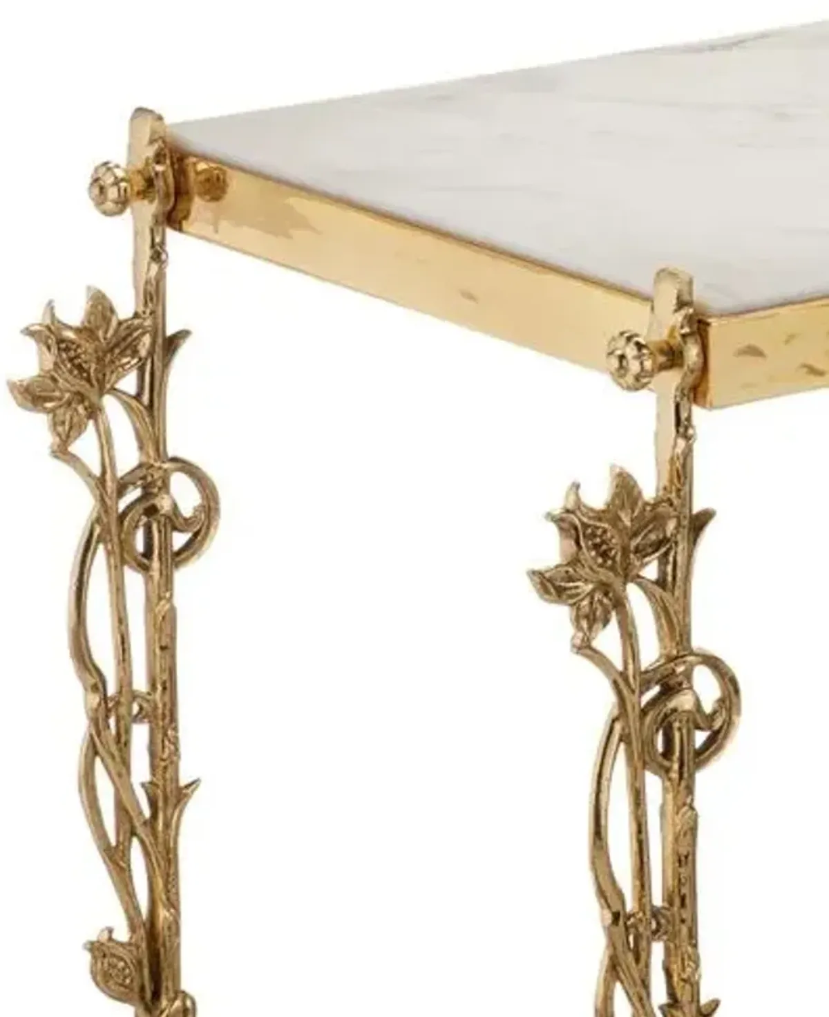 Fiore Marble Console Table - Gold/White - Currey & Company - Brass