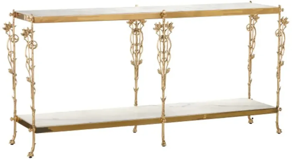 Fiore Marble Console Table, Gold/White