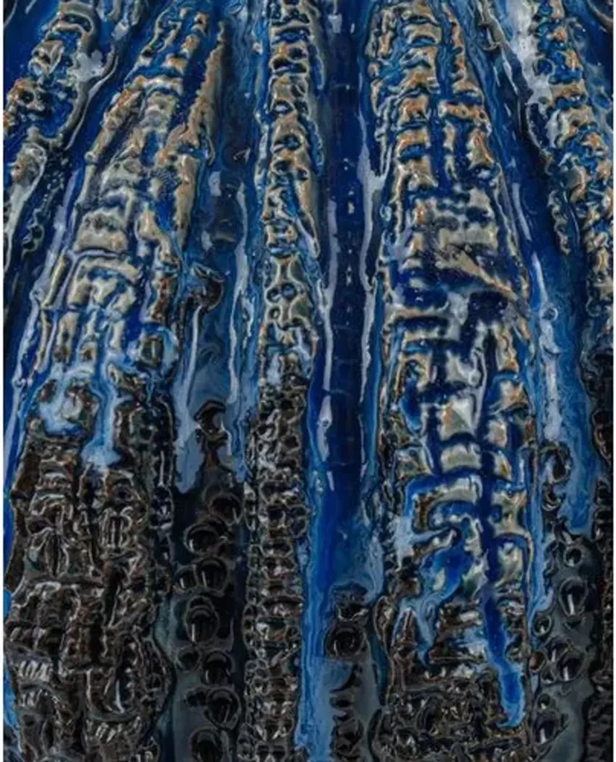 Folios Ceramic Vase - Reactive Dark Blue - Currey & Company