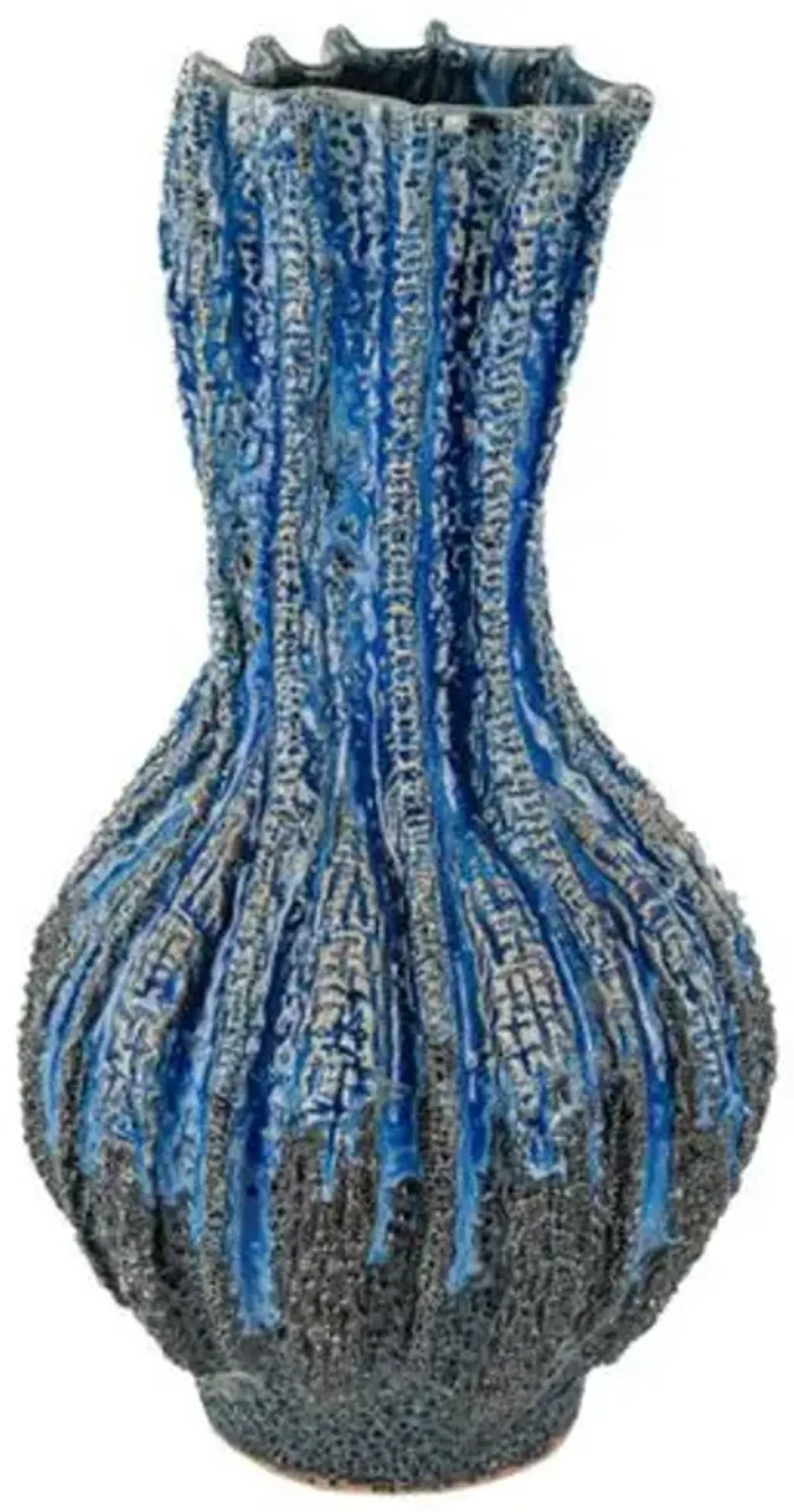 Folios Ceramic Vase - Reactive Dark Blue - Currey & Company