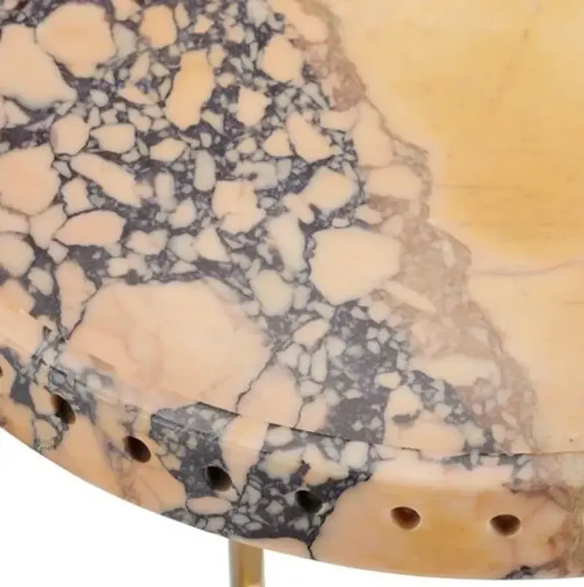 Freya Purple Breccia Accent Table - Brown Antique Brass - Currey & Company - 21.25Hx16.75Wx16.75D in