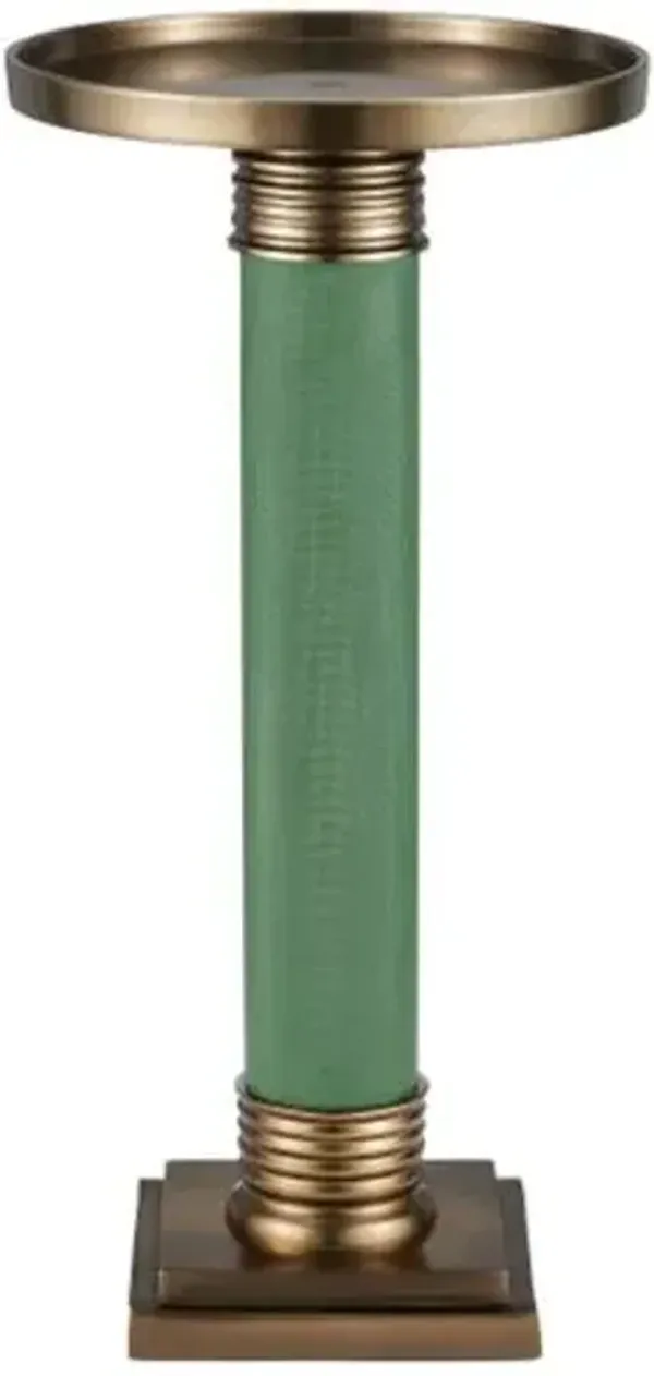 Gavin Aluminum Accent Table - Green - Currey & Company - 22.75Hx11Wx11D in