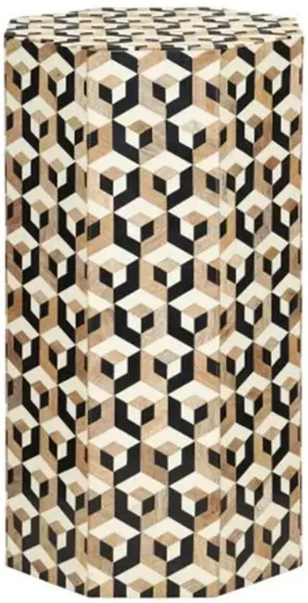 Geo Mango Wood/Bone Accent Tablecolor - Currey & Company - Tan - 22Hx13.25Wx13.25D in