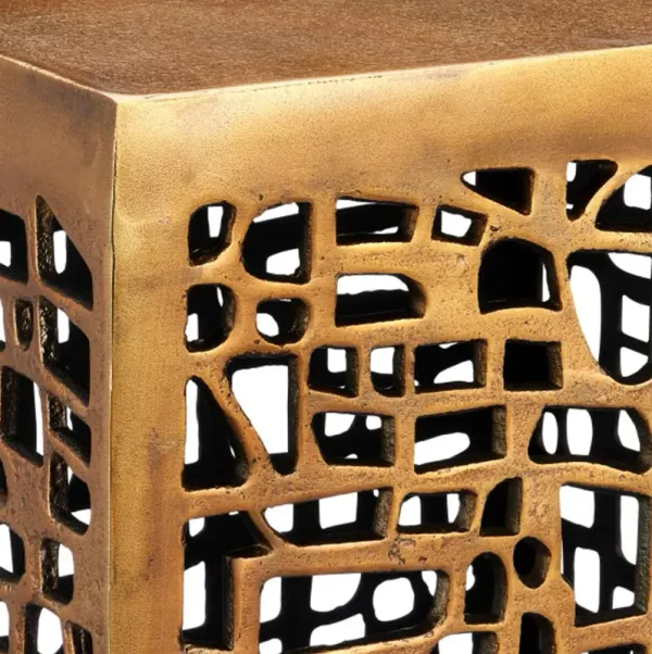 Gowen Aluminum Accent Table, Antique Brass
