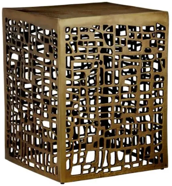 Gowen Aluminum Accent Table - Antique Brass - Currey & Company - 22Hx16Wx16D in